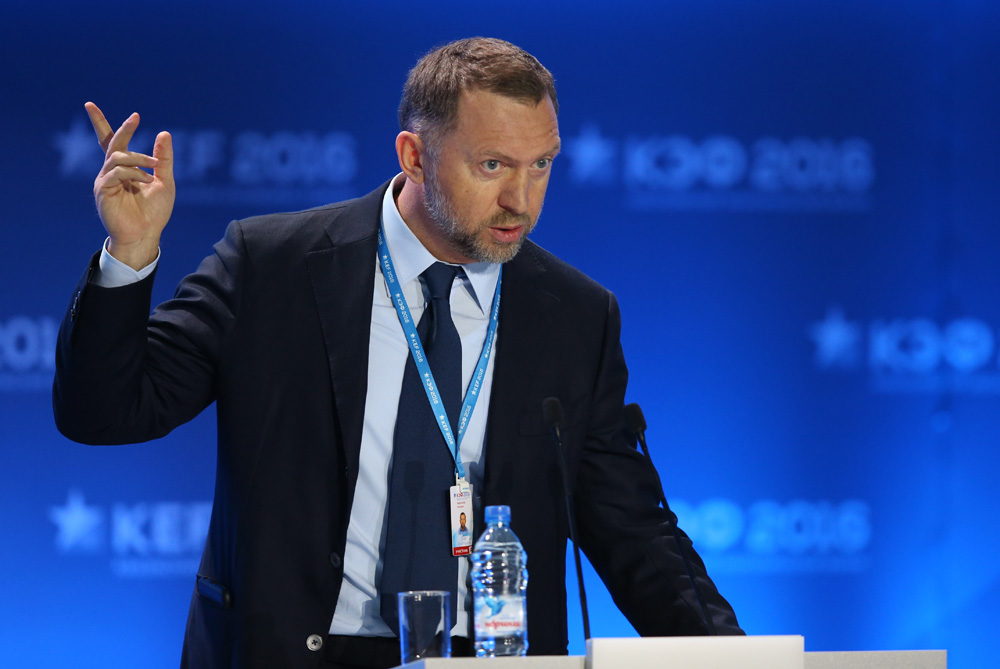 Rusal President Oleg Deripaska speaks during a panel discussion titled "Russia – Asia. Increasing the Flow of Mutual Investment" as part of the 2016 Krasnoyarsk Economic Forum, Feb. 19. 