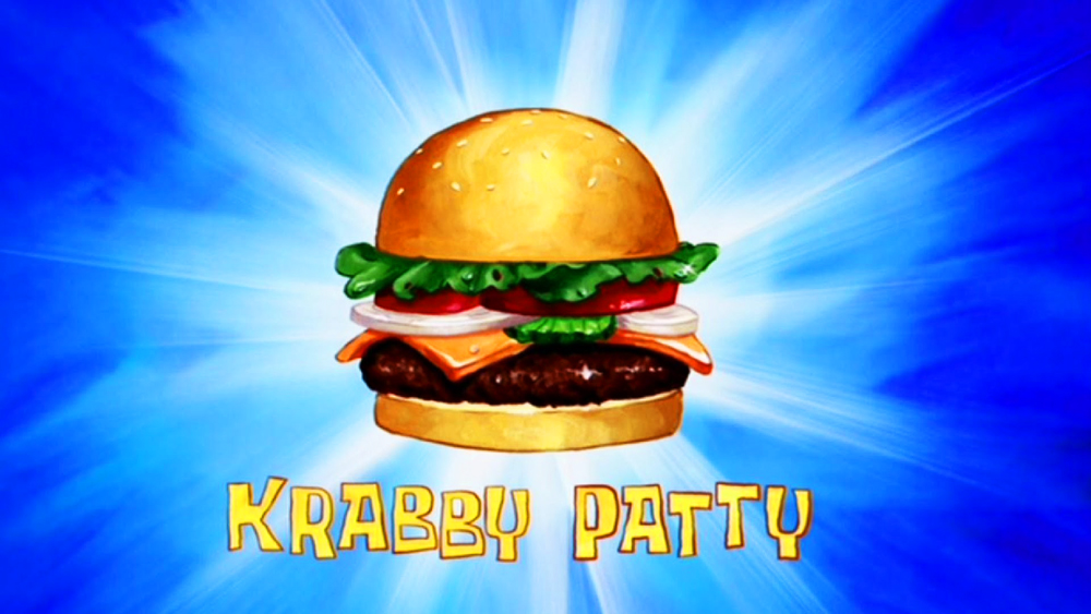 A Krabby Patty burger.