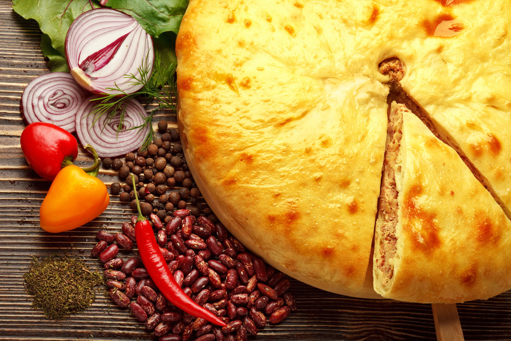 Ossetian pie is made with all kinds of stuffing — cheese, potatoes, or mushrooms.