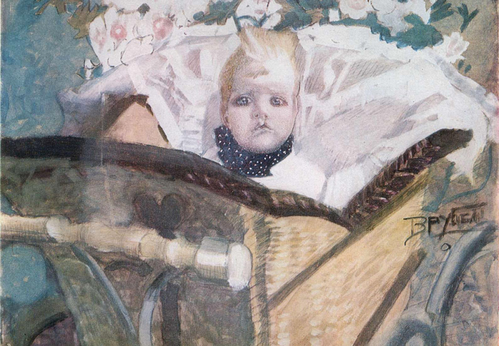 　「横たわる悪魔」を描いている間にヴルーベリ家に息子が生まれた。彼は素敵な子だったが、先天性欠損症の口唇裂があった。ヴルーベリ自身は幻覚を覚え始めた。彼は精神病院に入れられた。だが、それで彼の不幸が尽きたわけではなかった。1年後、息子が死亡した。/ 画家の息子、1901。