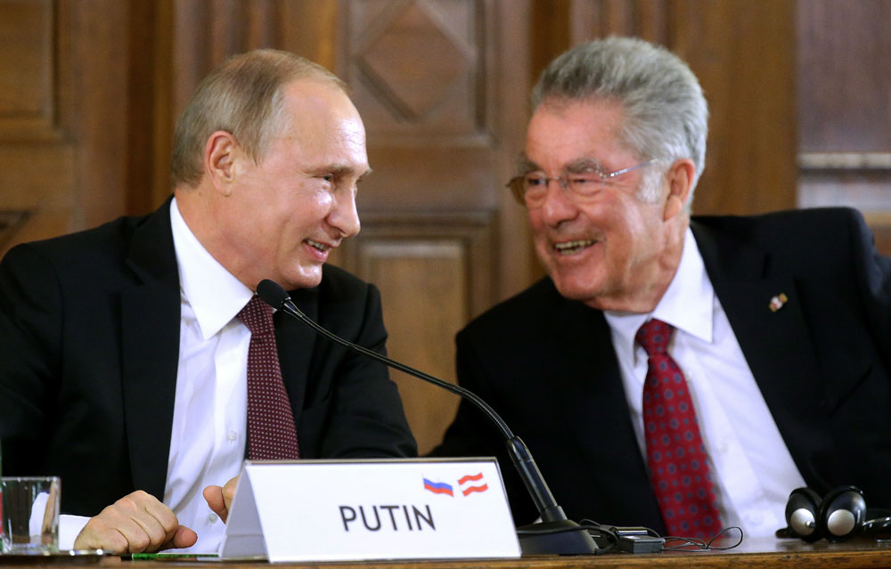 Der russische Präsident Wladimir Putin (links) und der österreichische Präsident Heinz Fischer. 