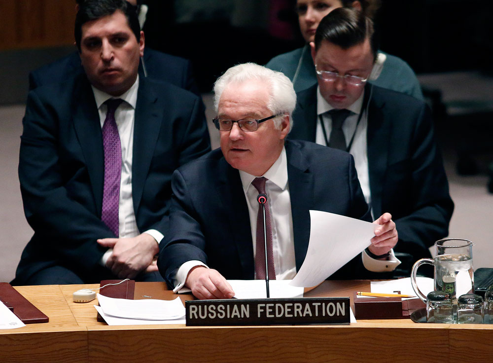 Russlands UN-Botschafter Witali Tschurkin zeigte sich überrascht, dass die russische Initiative im Sicherheitsrat keinen Anklang fand.