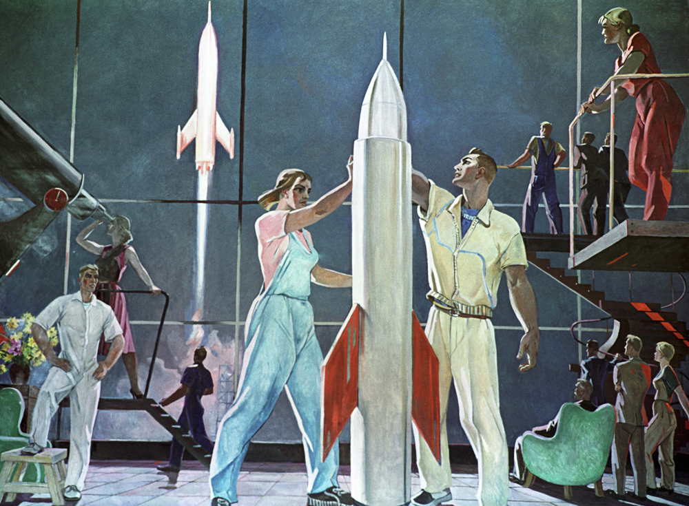 "Conquistadores del Espacio" (1961), de Aleksandr Deyneka.