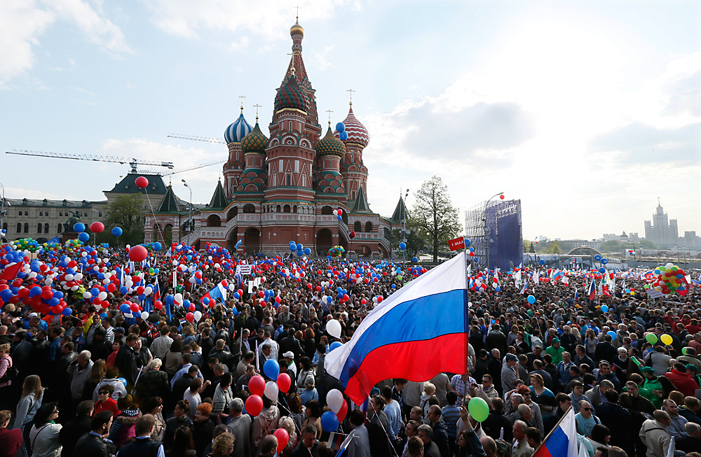 Shod ob prazniku dela v Moskvi, 1. maj 2014.