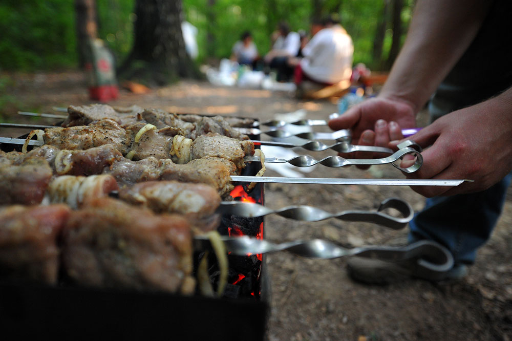Kebabs in Moscow parks
