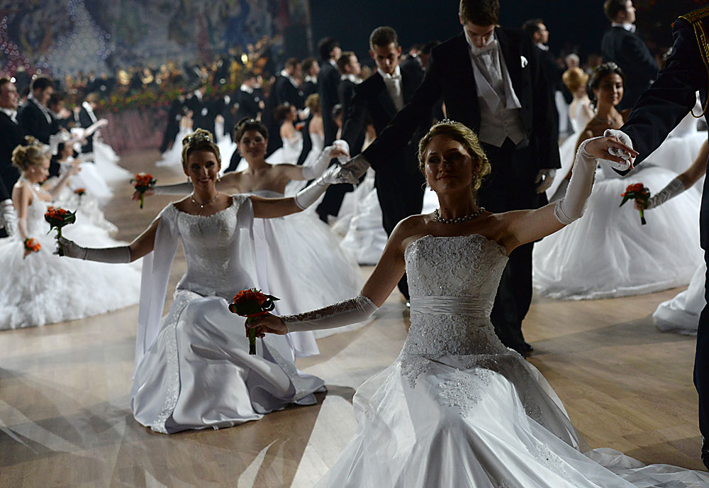 Participants in the 14th Viennese Charity Ball held in Moscow's Gostiny Dvor.