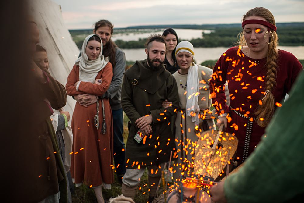 Participants in the Abalakskoye Field reenactment festival near Tobolsk.