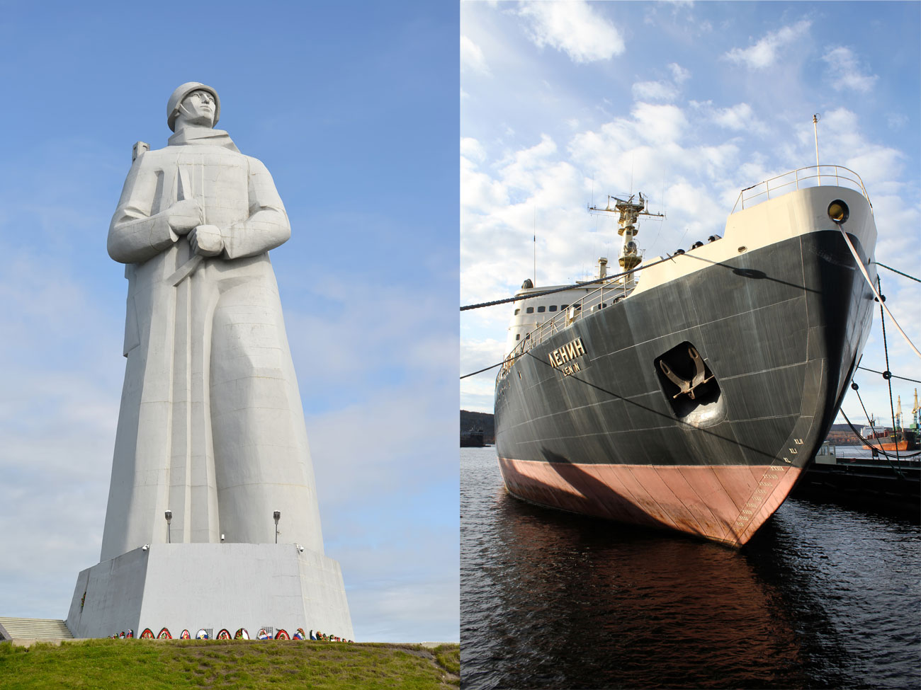 Murmansk: Eine Hafenstadt im Norden Russlands und die weltgrößte hinterm Polarkreis. Kein Wunder, dass ein riesiger Eisbrecher zu ihren Wahrzeichen zählt. Sowie die Aljoscha-Statue zu Ehren der Sowjetsoldaten, -matrosen und -piloten, die im Zweiten Weltkrieg kämpften.