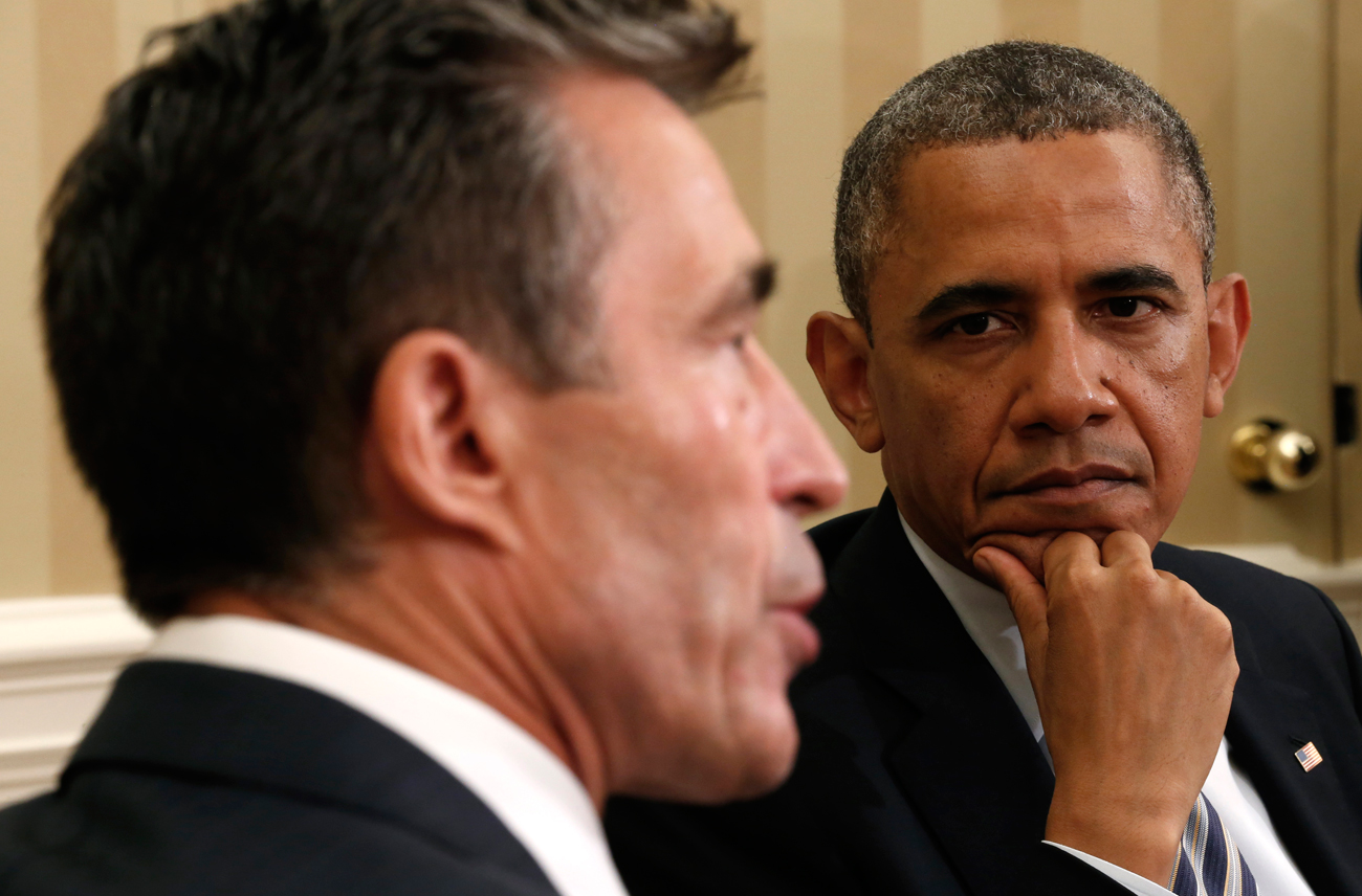 Obama e Rasmussen reunidos na Casa Branca, em 2013 