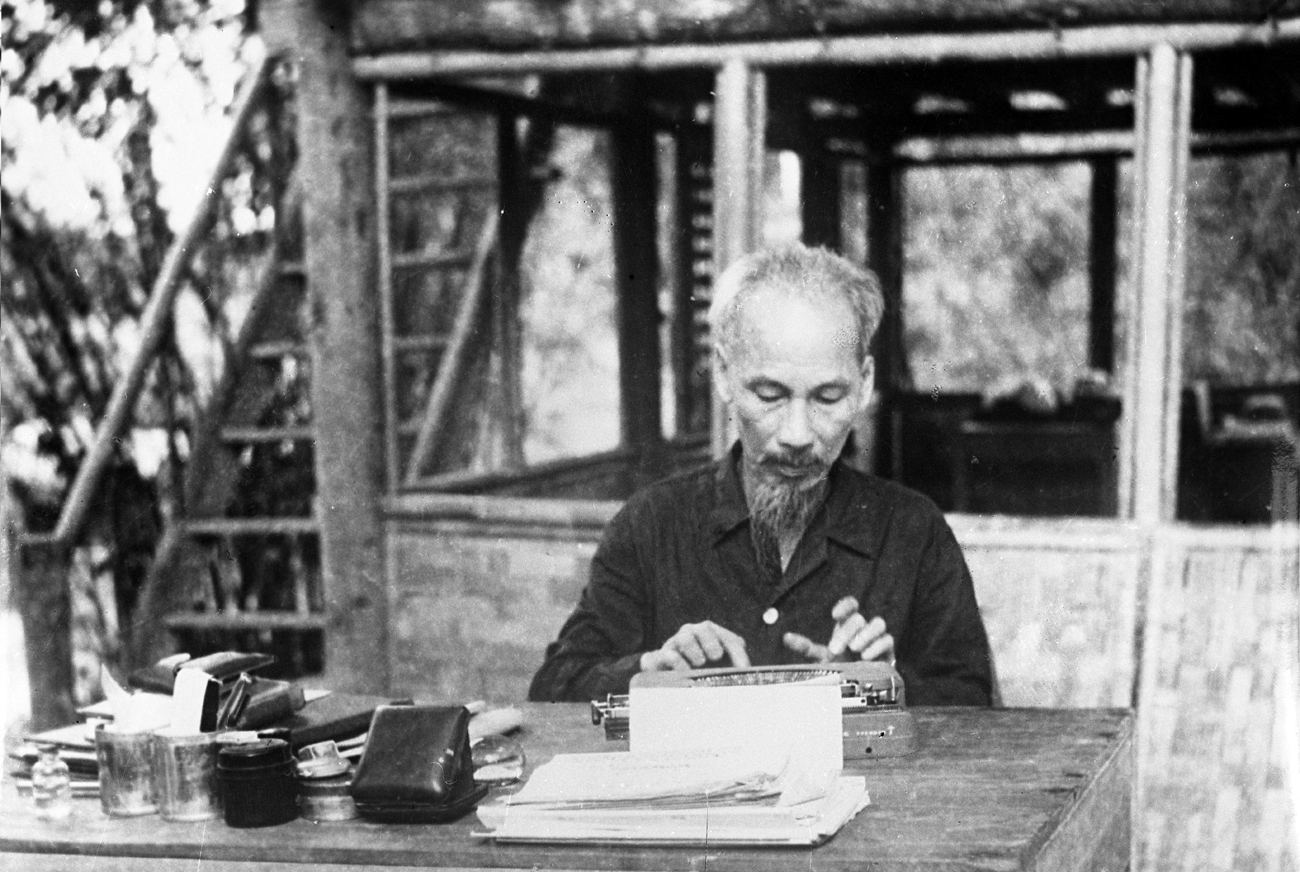 President of the Democratic Republic of Vietnam Ho Chi Minh at work.
