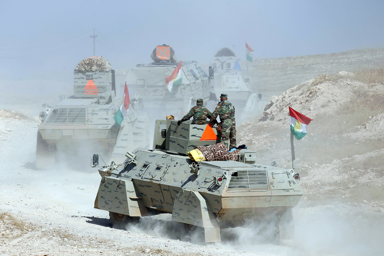 Peshmerga si preparano a sferrare l'attacco contro lo Stato Islamico vicino a Mosul, Iraq. 