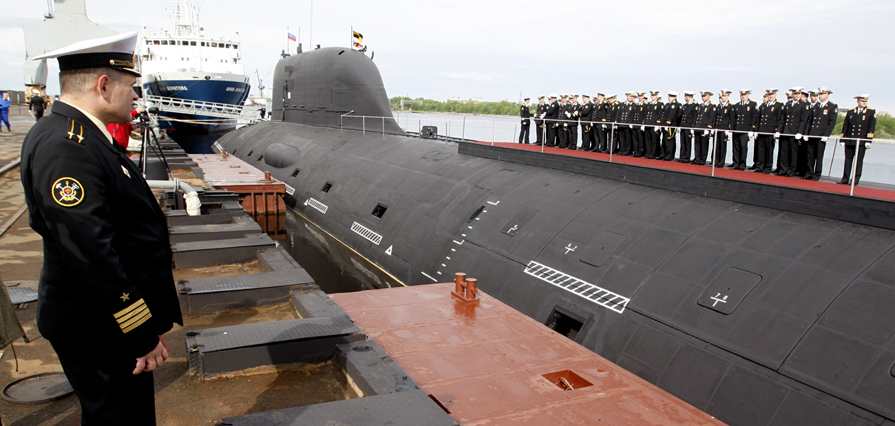 Kapal selam serang nuklir Severodvinsk kelas Yasen yang saat ini tengah bertugas di Angkatan Laut Rusia berada di galangan kapal Sevmash.