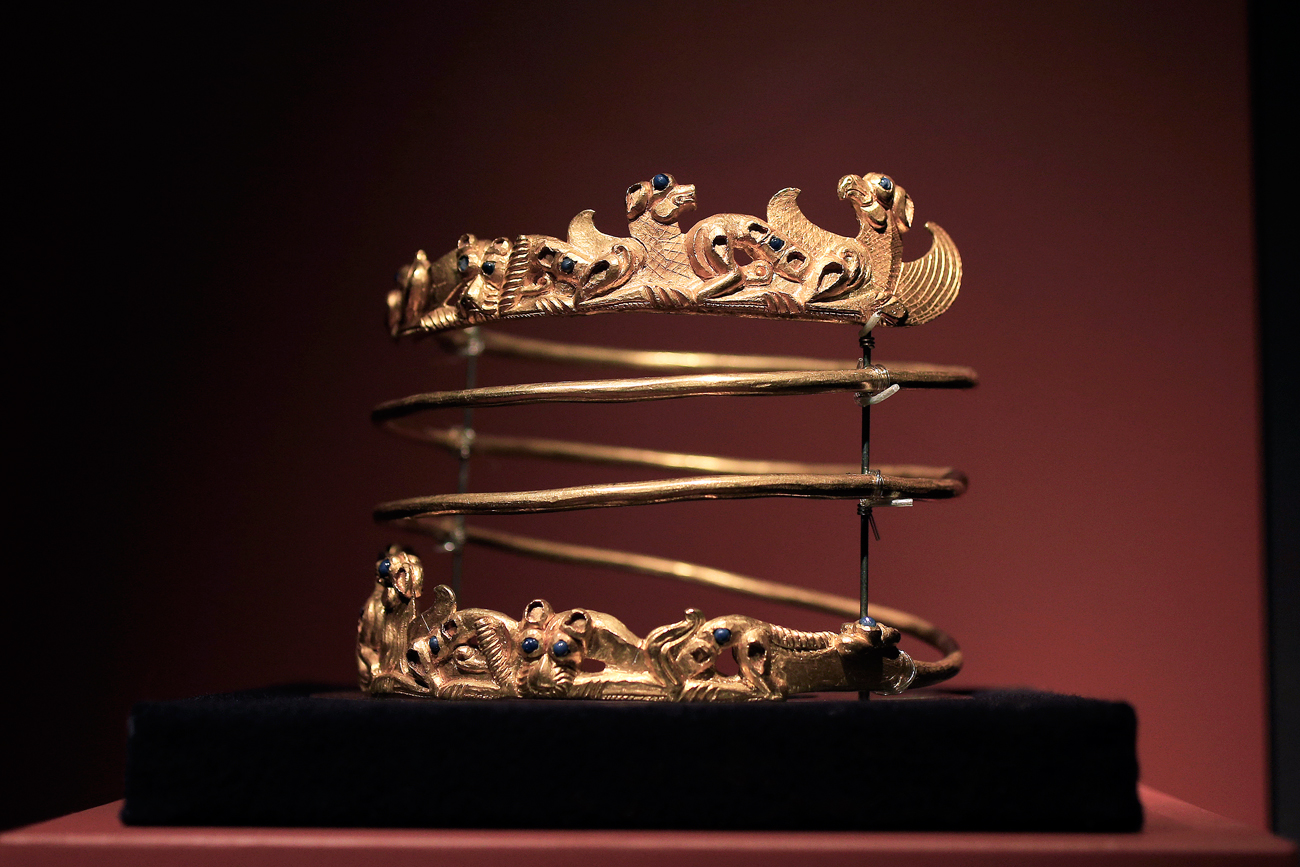 Ein Torques – ein keltischer Halsreif – aus dem zweiten Jahrhundert vor Christus ist Teil der Ausstellung „Krim – goldene Insel im Schwarzen Meer“, die im Februar 2014 von der Krim nach Amsterdam kam.