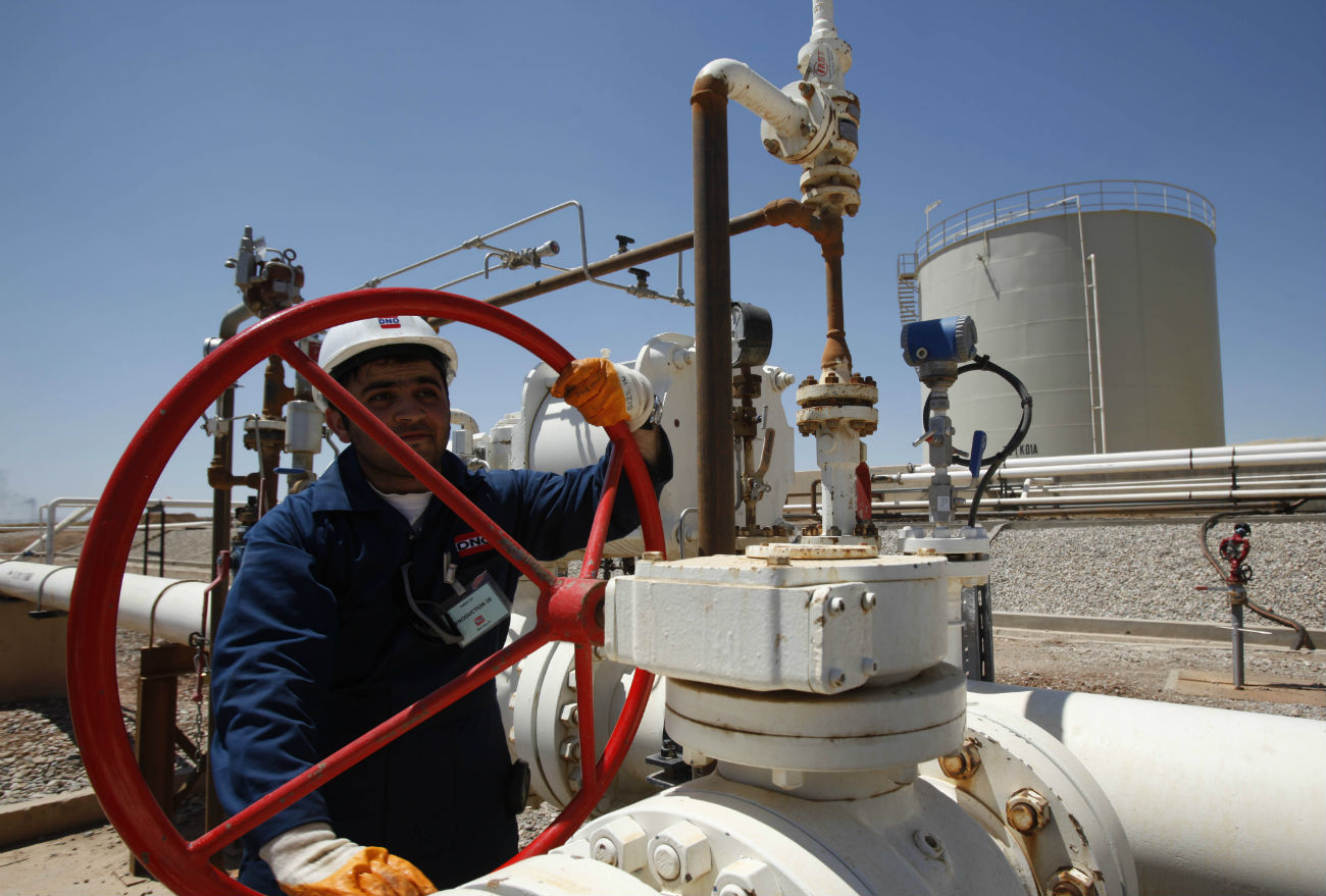 The company has no plans to shut operations at the three oilfields in the north of Iraq. Photo: An employee works at Tawke oil fields in the semiautonomous Kurdish region in northern Iraq.