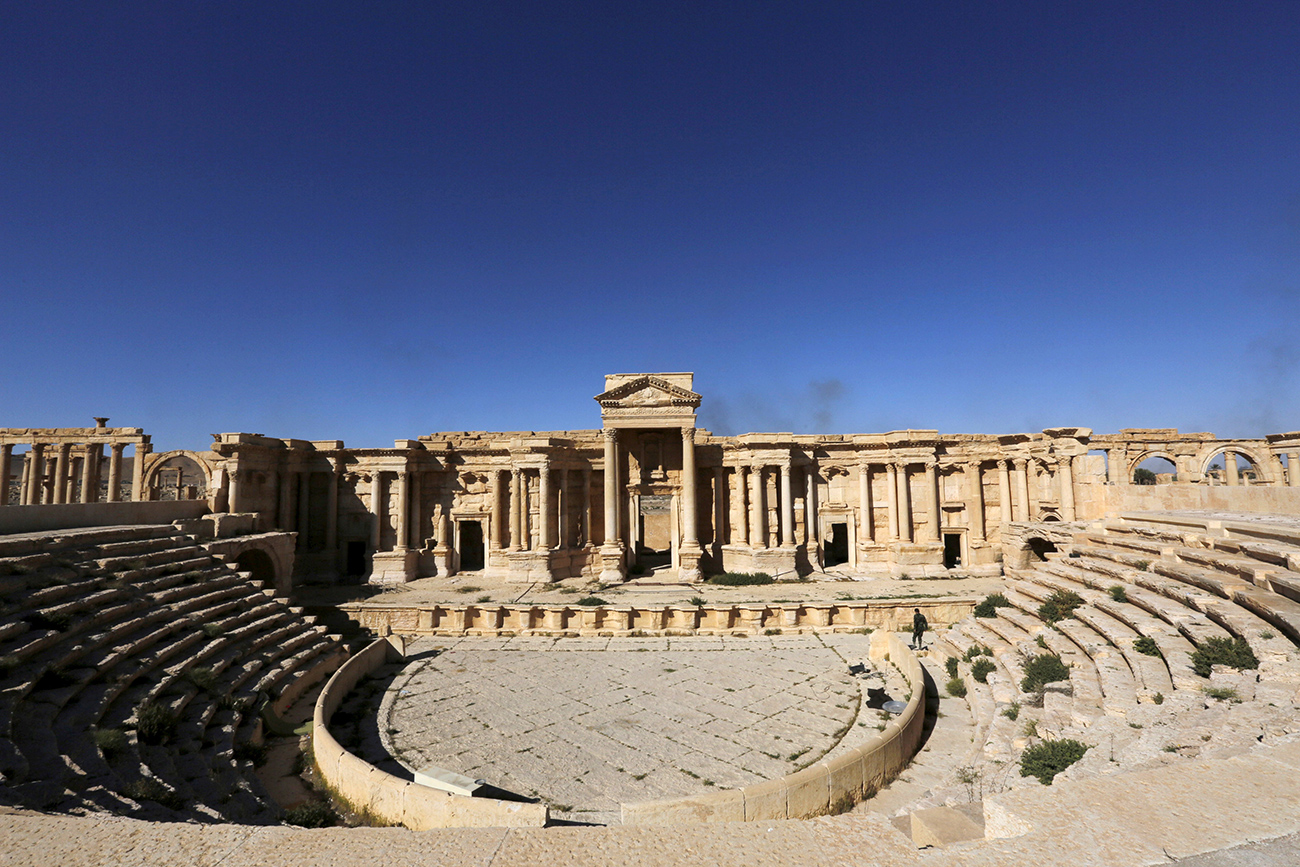 Imagem do anfiteatro romano em Palmira tirada em 1º de abril de 2016 