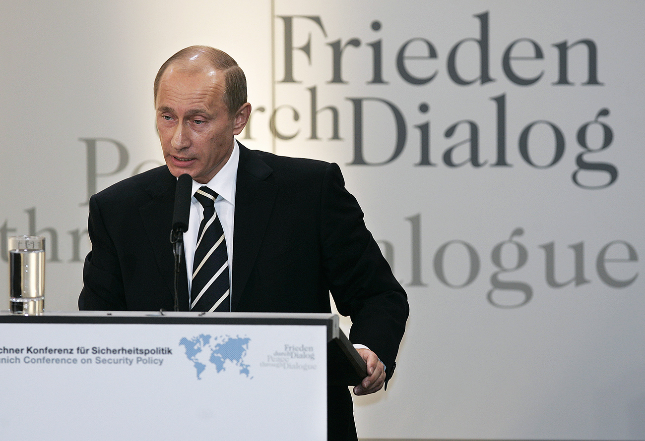 Russlands Präsident Wladimir Putin auf der 43. Münchner Sicherheitskonferenz im Februar 2007
