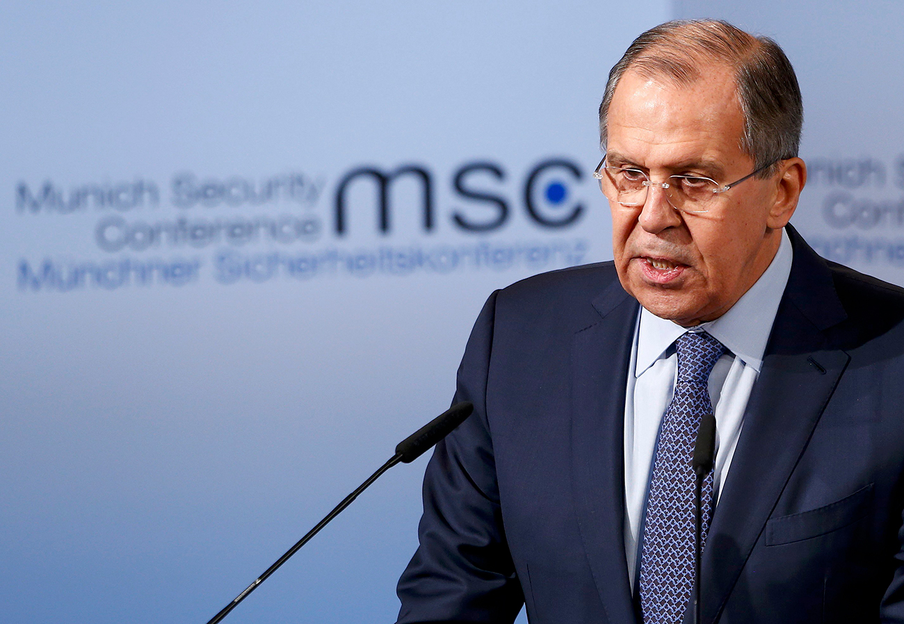 Russia's Foreign Minister Sergey Lavrov delivers his speech during the 53rd Munich Security Conference in Munich, Germany, February 18, 2017.
