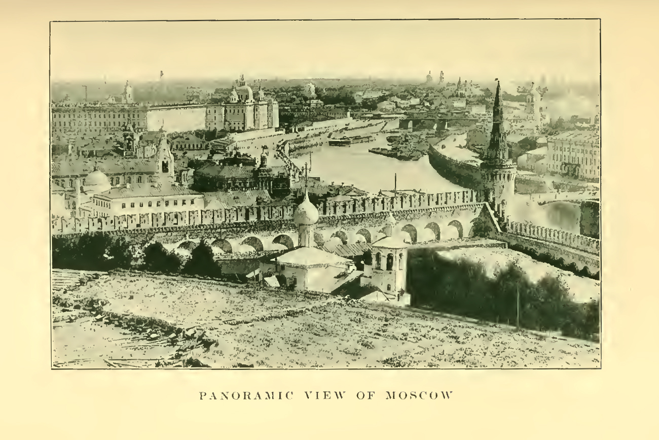 Panoramic view of Moscow. Иллюстрация из книги Russia : its history and condition to 1877by Wallace, Donald Mackenzie, Sir, 1841-1919; Villari, Luigi, 1876-Published 1910