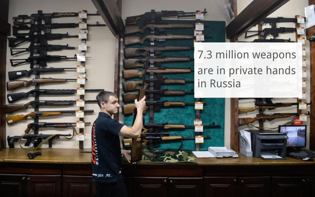 More than 4.5 million people in Russia have permission to own firearms with over seven million weapons currently in private hands, the first deputy commander of Russia&rsquo;s National Guard, Colonel-General Sergey Melikov, told TASS on March 31.Civilian firearms make up the large majority of the total at around seven million, while roughly 150,000 combat rifle weapons, 95,000 service weapons, and 3,000 cold steel weapons are owned by the public.However, the figure still pales in comparison to the 270 to 310 million firearms in the hands of Americans. According to a poll conducted by Gallup in 2015, 35 to 42 percent of U.S. households have at least one gun.&nbsp;Read more:&nbsp;Now Kalashnikov is gunning for the Russian fashion market