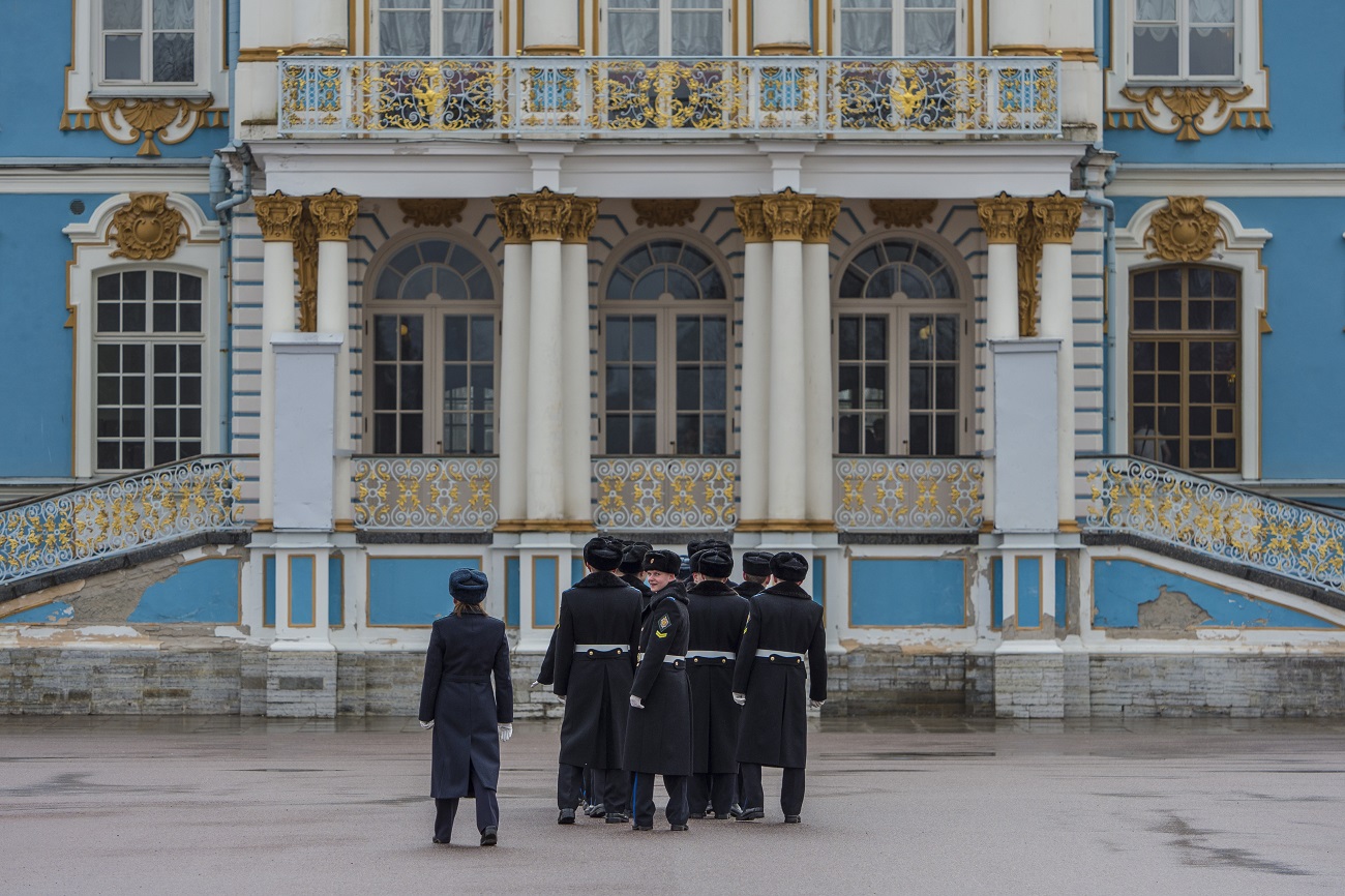 St. Petersburg guards waiting for the big guests in Tsarskoye Selo.