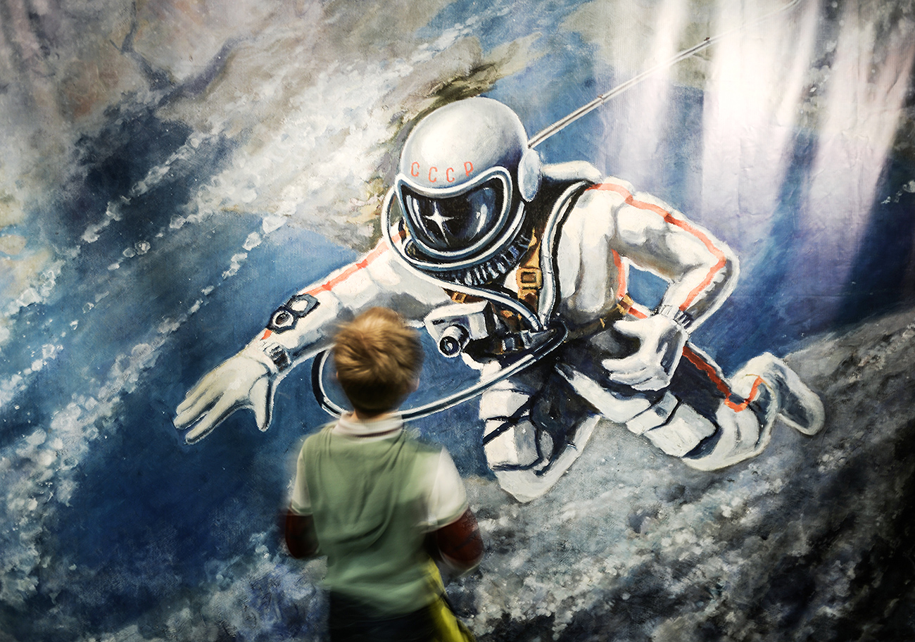 A young visitor at the Moscow Memorial Museum of Cosmonautics during the events devoted to the 50th anniversary of the man's fist spacewalk.