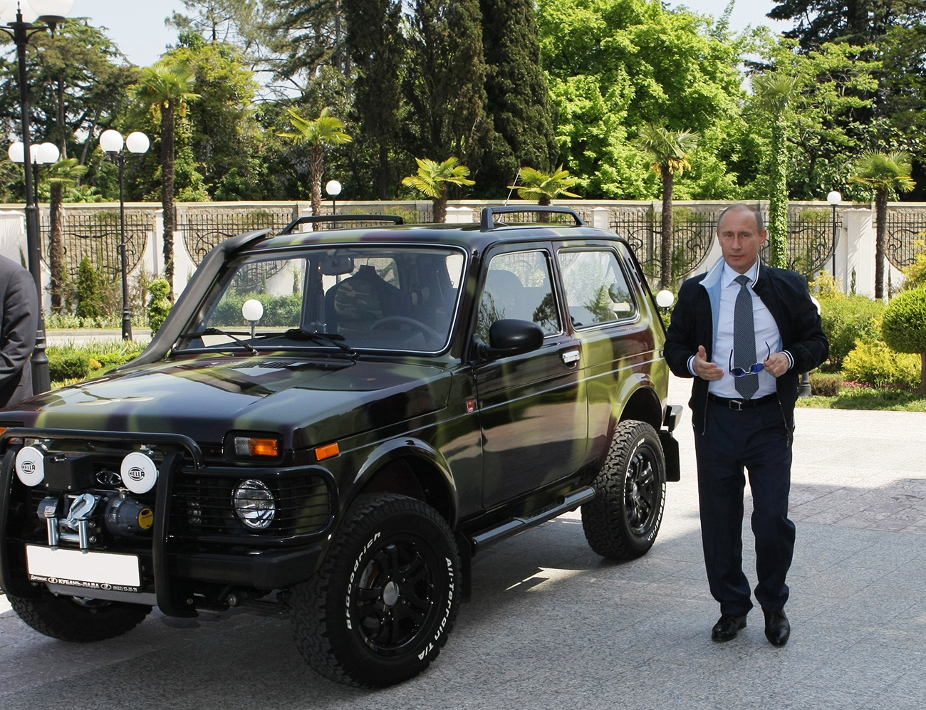 Vladimir Putin, Russian Prime Minister at the time of the photo, in the state residence Riviera 6 in Sochi. There he showed journalists his Niva off-roadster, the car Putin, now serving as Russia’s President, still owns.