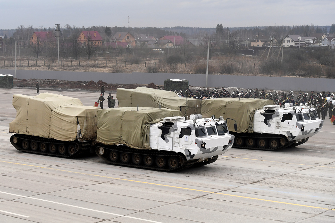 Pantsyr-SA (Arctic), an air defense missile-gun system, seen at the Victory Day joint training drills of a combined parade unit, mechanized column and lineup of aircraft.