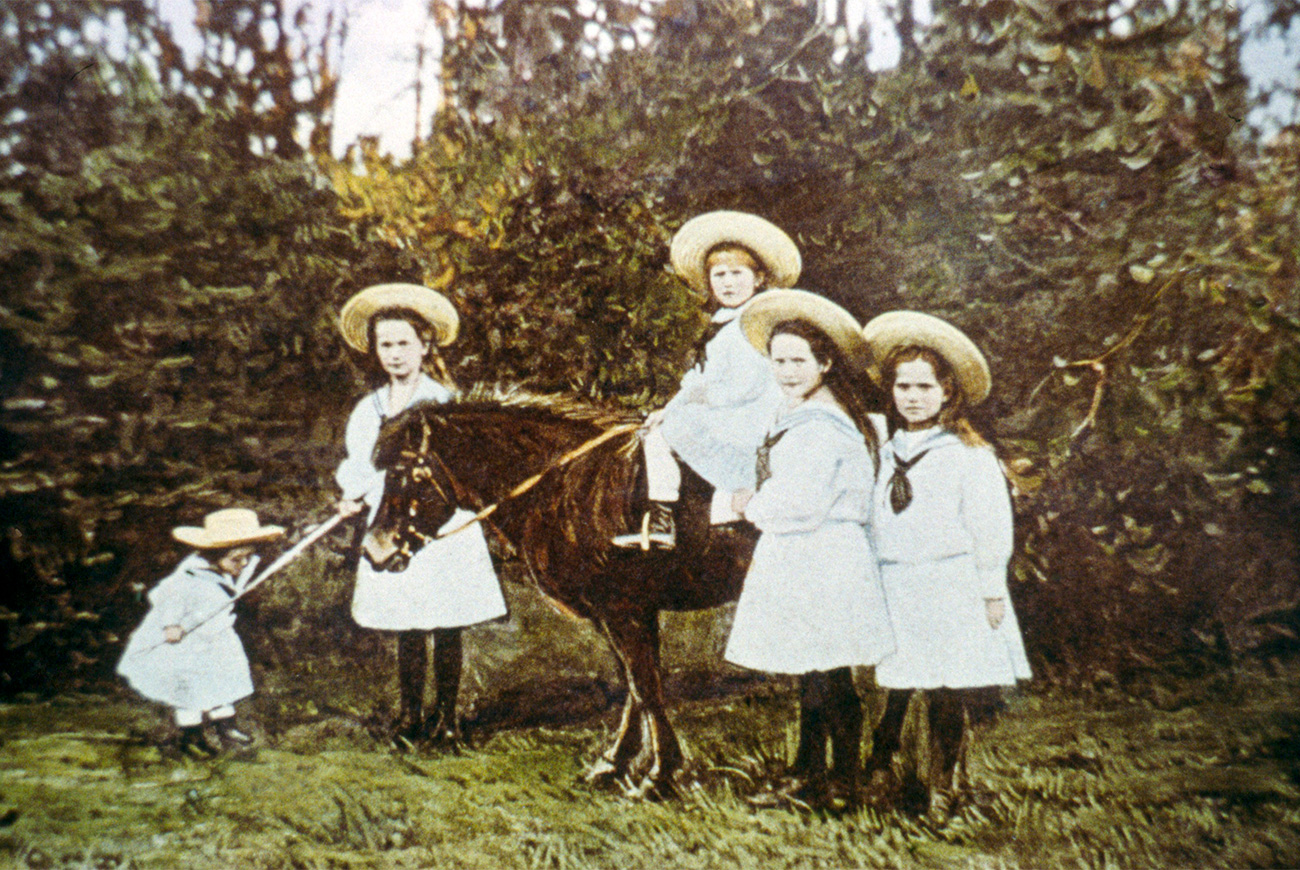 UNDATED: Children of Tsar Nicholas II. The series of the unique pictures were taken by the Tsar Nicholas II himself or people close to the royal family. They were realized in 1915-1916, the most terrible years of World War I. Nicholas II was an insatiable photographer. He took special care of pictures, filed them with care in numerous albums. He passed down his love for photography to Maria, his third daughter, who is responsible for colouring most of the pictures.