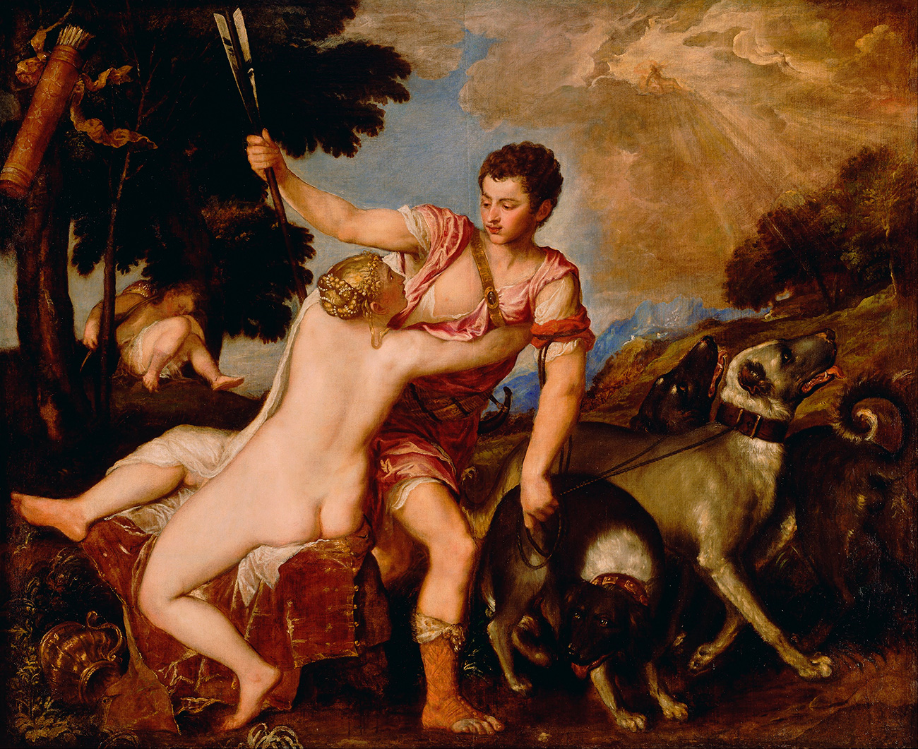 “Venere e Adone”, olio su tela di Tiziano Vecellio.