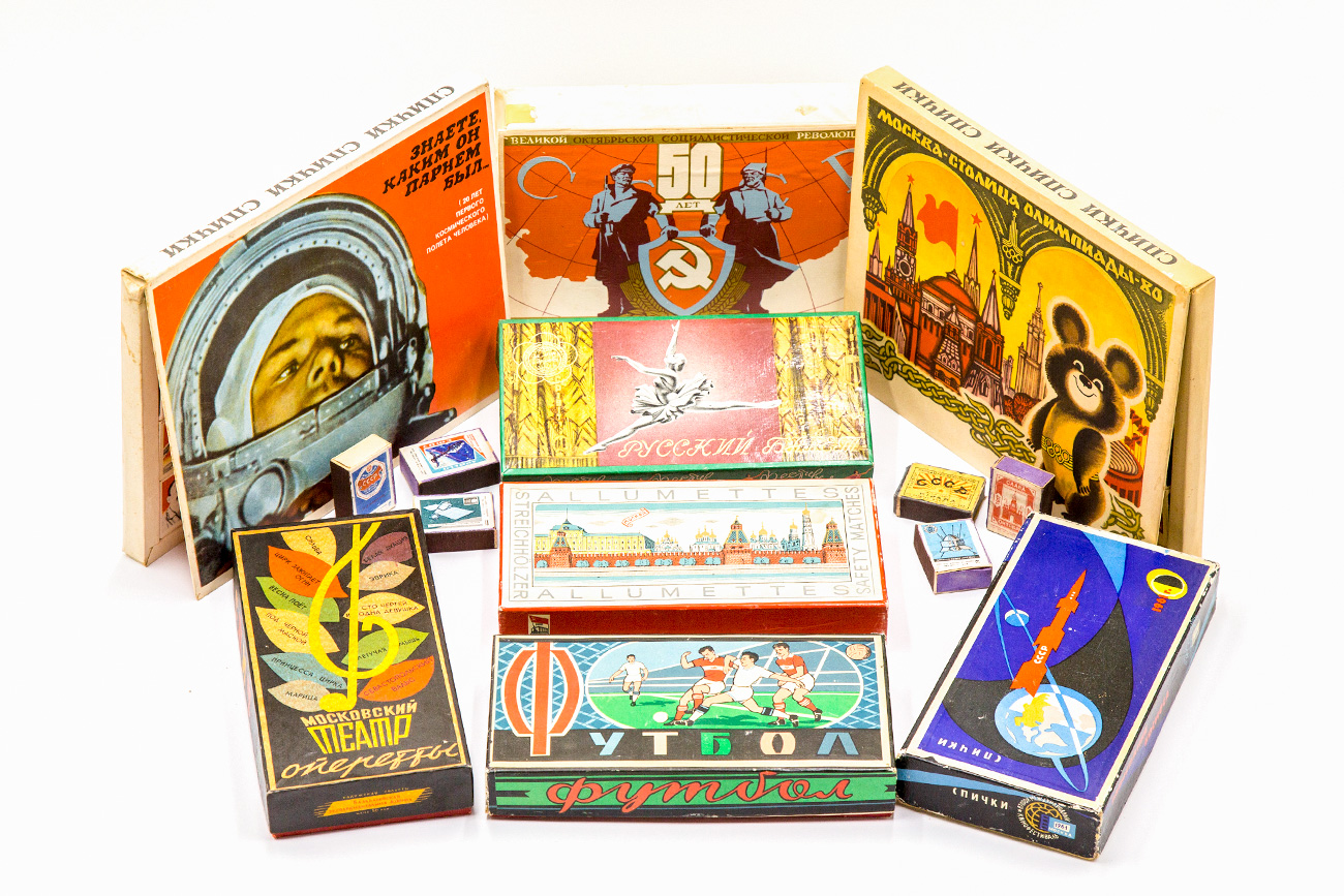 A small part of Bogdan Spichkoff's collection of Soviet matchboxes