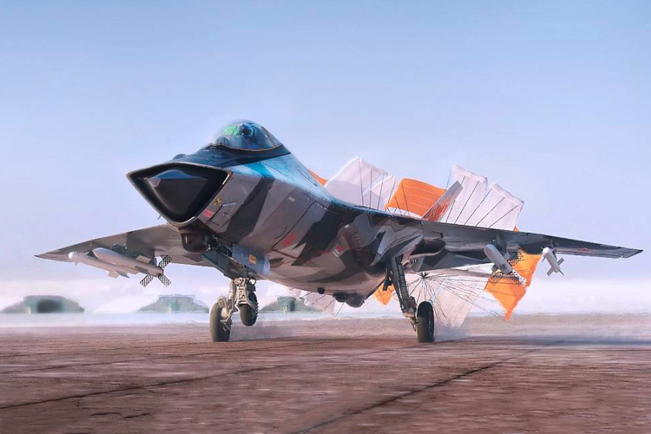 Gambaran model jet tempur generasi keenam Rusia. Sumber: Alexander Yartsev ABiator (http://abiator.deviantart.com/).