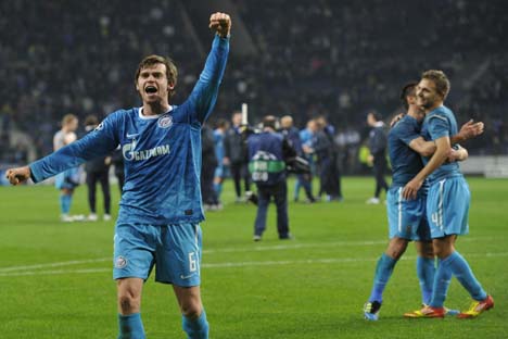 Jogadores de Zenit celebram a vitória Foto: RIA Nóvosti