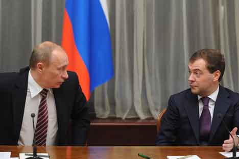 Vladimir Putin and Dmitry Medvedev. Source: ITAR-TASS