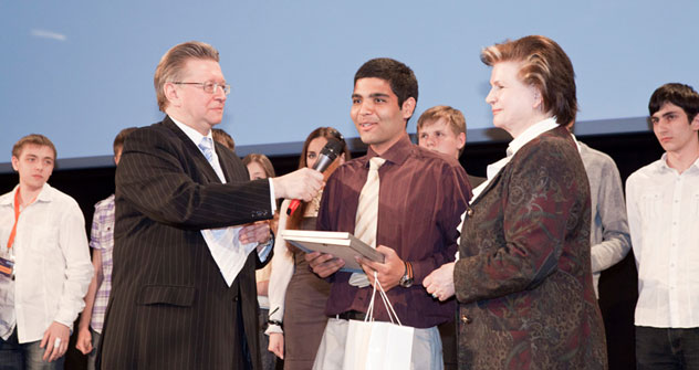 Siddharth Kalra received the grand prize, space tourism, which includes a trip to the Baikonur Cosmodrome.