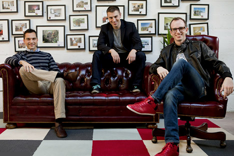 The Airbnb Russian team: Nathan Blecharczyk, Brian Chesky, Joe Gebbia (L-R). Source: Airbnb / Press Photo
