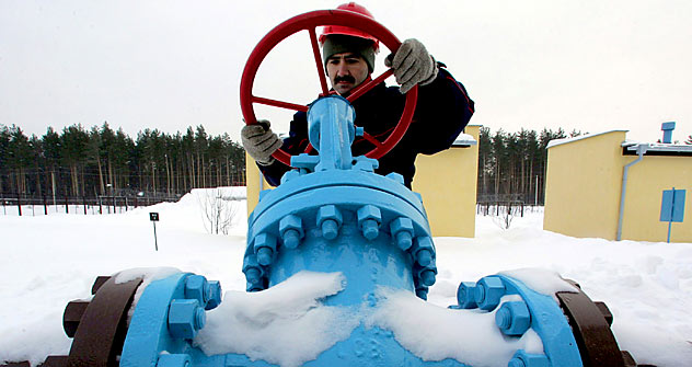 Although Europe's demand for gas has been increased because of the severe cold, Gazprom's leadership can't increase gas supply to Europe. Pictured: A Russian specialist checking valves at Gazprom's gas storage facility. Source: Reuters / Vostock-Phot