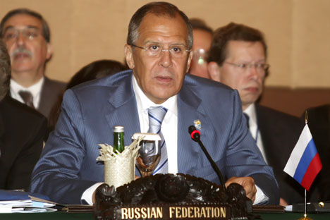 Russian Foreign Minister Sergay Lavrov attends an ASEAN-Russia Ministerial Meeting in in Nusa Dua, Bali on July 22, 2011 on the sideline of the 18th Association of Southeast Asian Nations (ASEAN) Regional Forum (ARF). Southeast Asian Foreign minister