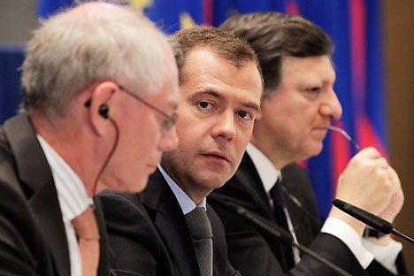 Dmitri Medvédev encabezó la delegación rusa en la 27ª edición de la cumbre Rusia-UE. Foto de Itar-Tass