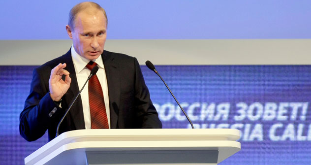 Vladimir Putin at the investment conference “Russia Calling” in Moscow. Source: AP 