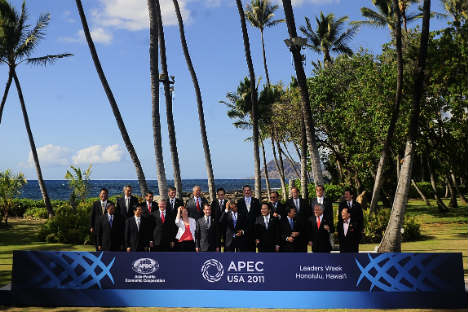 Shifting geographies of power: Leaders of APEC countries at the 2011 summit in Honolulu. Source: AP