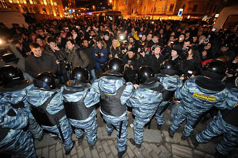 Proteste in Moskau werden von OMON-Einheiten stark unterdrückt. Foto: AFP/EastNews 