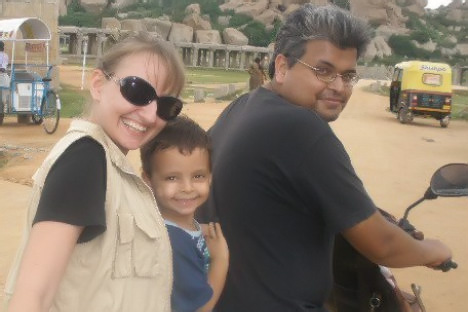 Elena Bannerjee with her son Marcus and husband Ashish