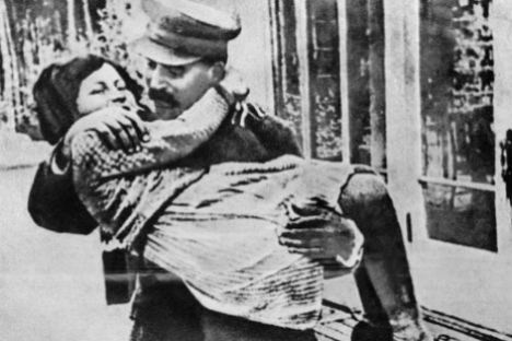 Joseph Stalin with "his little sparrow"