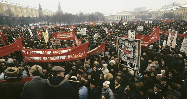 Moskau, Anfang Februar 1991: Kundgebung für die Wahrung der Integrität der Sowjetunion. Foto: RiA Novosti