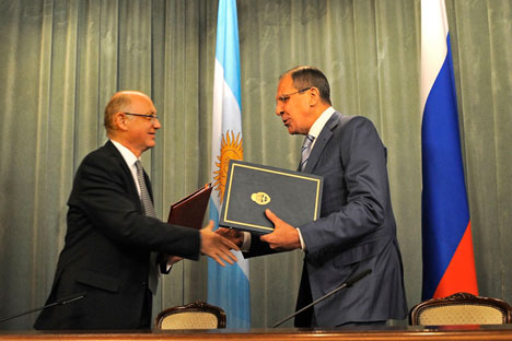 Héctor Timerman y Serguéi Lavrov. Foto cortesía de Prensa Cancillería