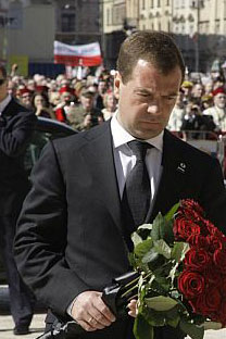 President Dmitry Medvedev shares the griefof the Polish people at the funeral of Polishpresident Lech Kaczynski in Krakow