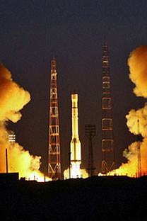 Russia's Proton-M carrier rocket put threeGLONASS satellites into orbit. Photo by Oleg Urusov.
