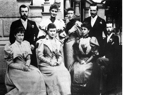 1893: Czar Nikolai Romanov with fiancee Alexandra (upper left), future Czarina of Russia