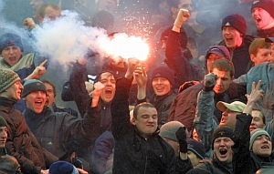 Russian fans at a Moscow derby