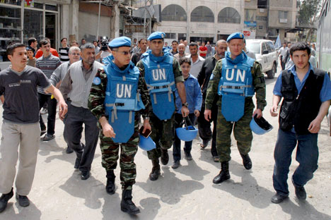 A missão dos observadores da ONU, iniciada em maio deste ano, incluía o monitoramento do cessar-fogo e também a reunião de informações sobre a situação da crescente guerra civil na Síria. Foto: TASS